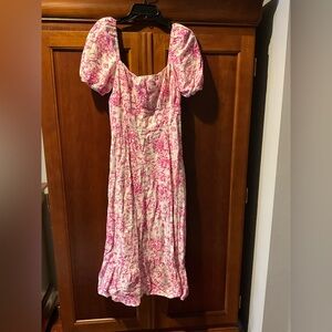 London Times Floral Pink and White Maxi Dress Size 12